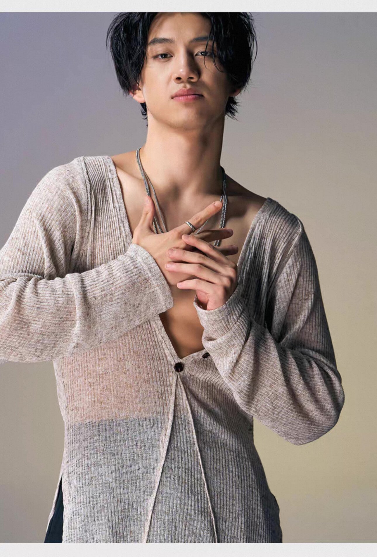 DUYQ Men's Knit Mesh Shirt