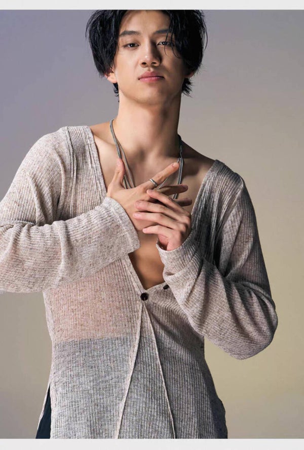 DUYQ Men's Knit Mesh Shirt