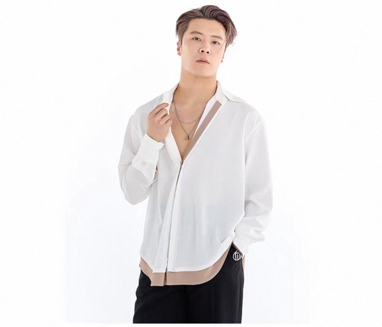 DUYQ Men's Double-lined Long-sleeved Shirt