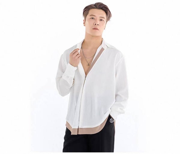 DUYQ Men's Double-lined Long-sleeved Shirt