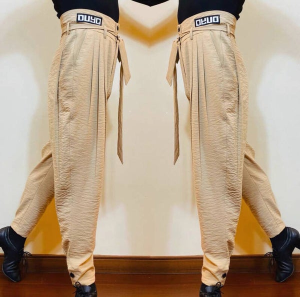 DUYQ Men's Beige Tie Pants