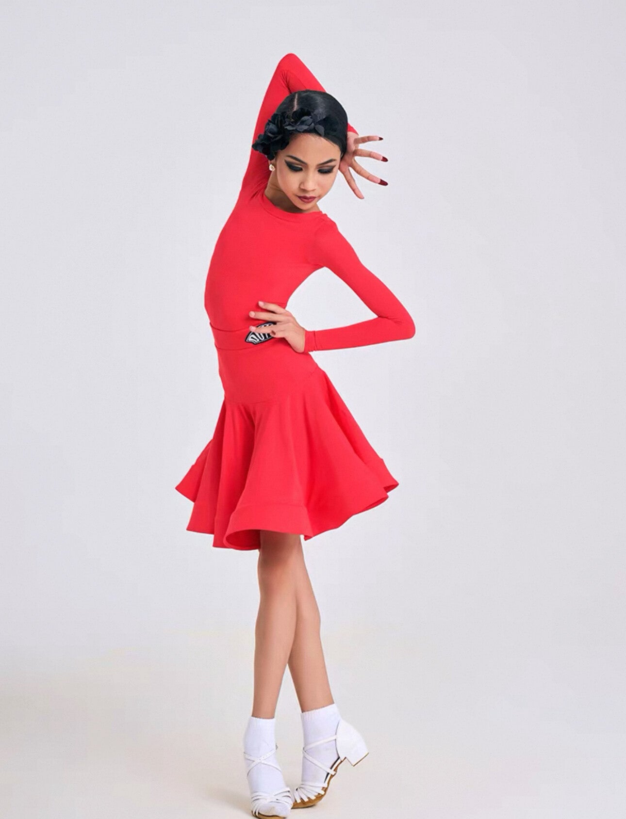 DUYQ Girl's Red 2 Piece Set (Bodysuit & Skirt)