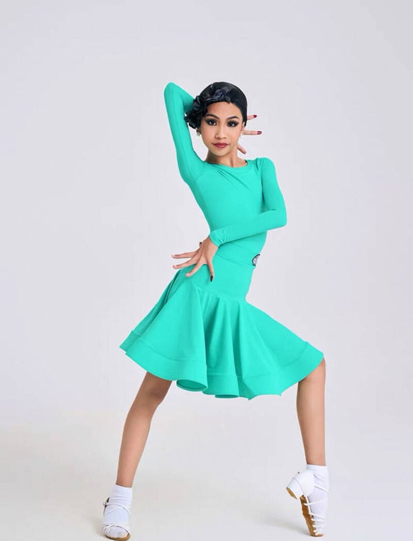 DUYQ Girl's Teal 2 Piece Set (Bodysuit & Skirt)