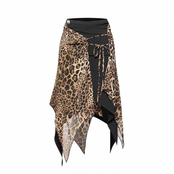 DUYQ Women's Leopard Latin & Rhythm Practice Skirt
