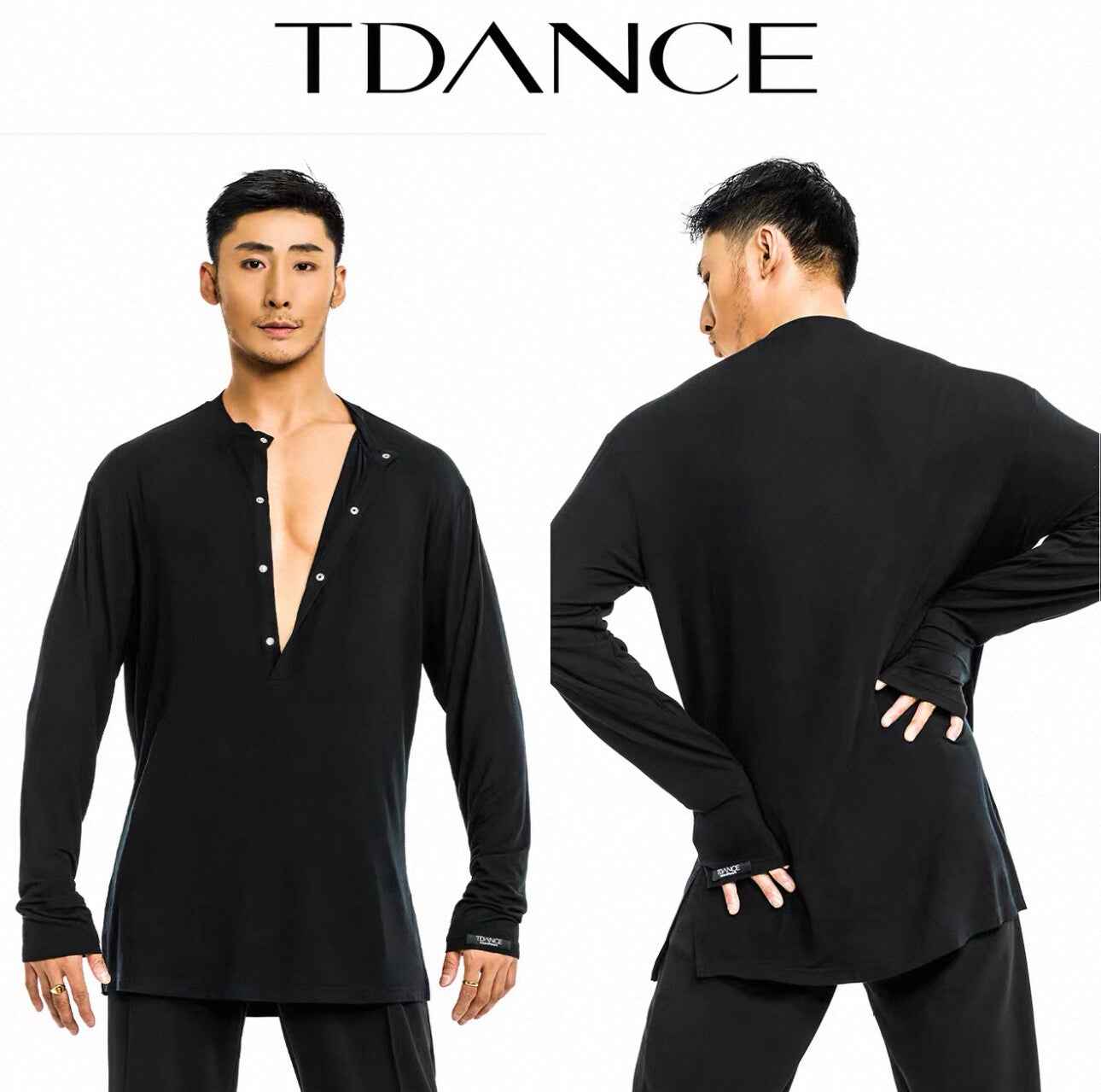 TDANCE Men's Black Button-up Practice Shirt