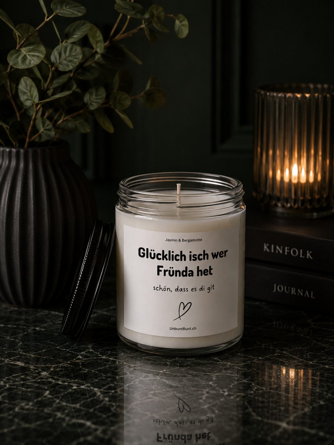 Duftkerze - Glücklich isch wer Fründa het