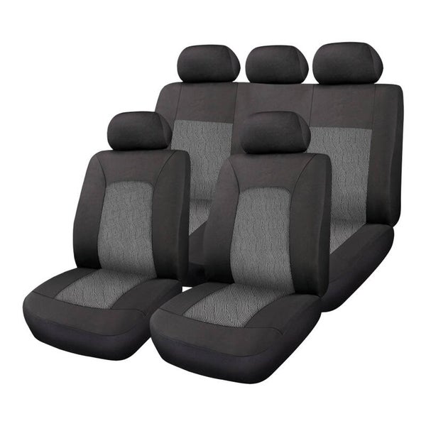 ΚΑΛΥΜΜΑΤΑ ΚΑΘΙΣΜΑΤΩΝ FULL SET 11ΤΜΧ ΔΙΑΙΡΟΥΜΕΝΟ PERFECT FIT POLYESTER WITH JACQUARD ΜΑΥΡΟ-ΓΚΡΙ