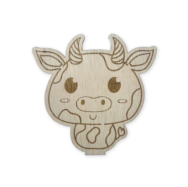 Houten kleurplaat Koe