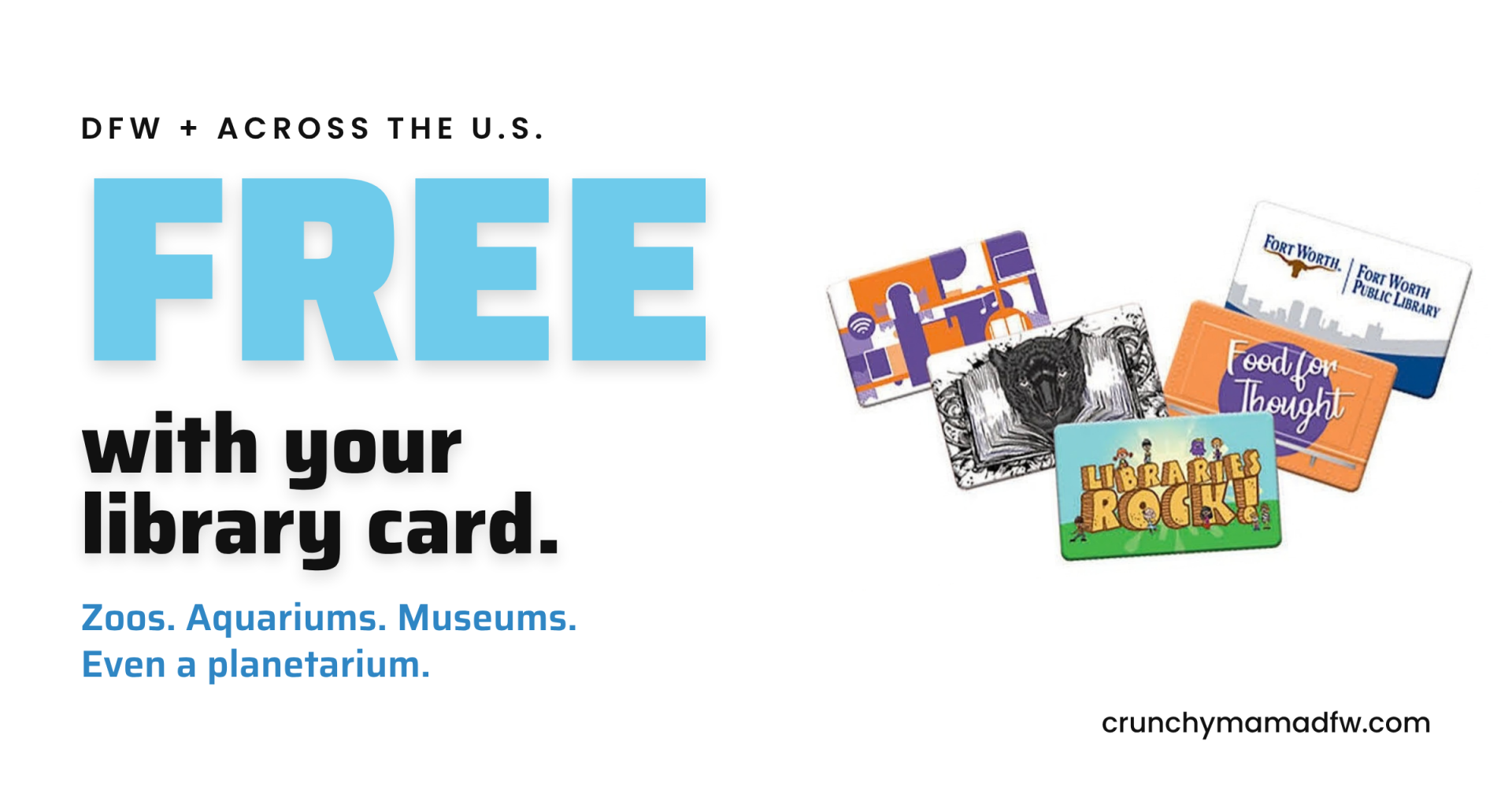 Free with your library card, a stack of colorful library cards