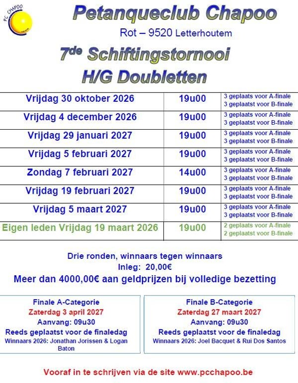 7de Schiftingstoernooi H/G Doubletten