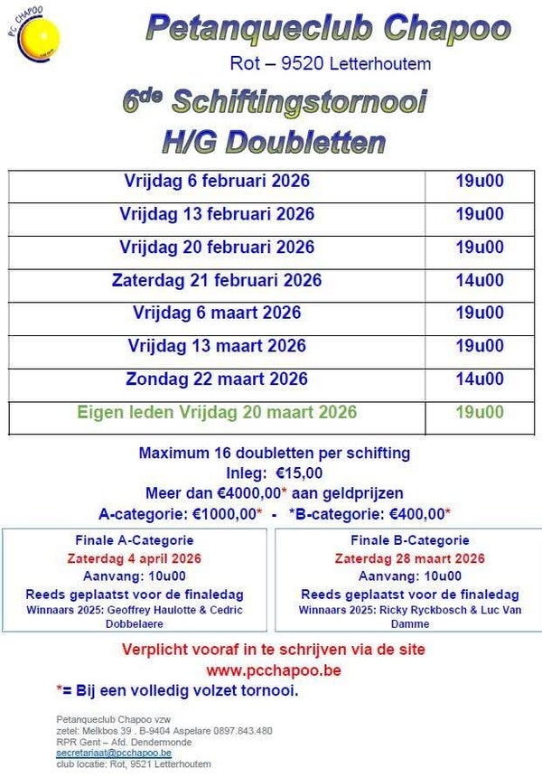 6de schiftingentornooi H/G Doubletten