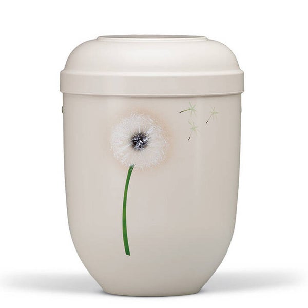 21112 Naturstoffurne, Cremeweiß, Airbrush Motiv: Pusteblume
