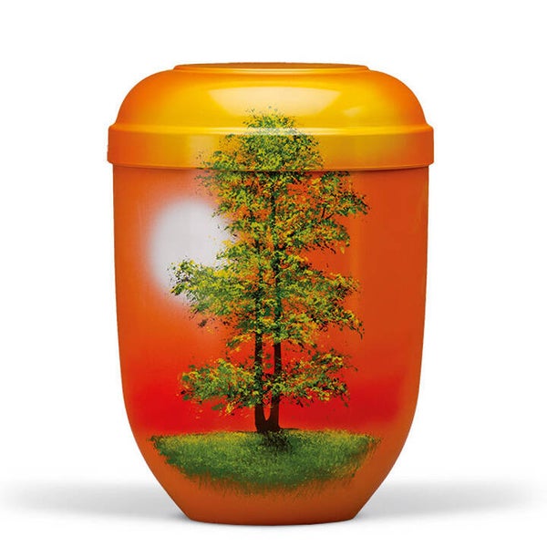21160 Naturstoffurne, Terracotta, Airbrush Motiv: Herbstbaum