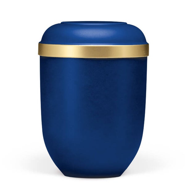 21336 Naturstoffurne, Saphirblau Velours Goldrand