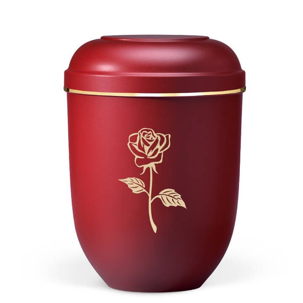 21826R-GB Naturstoffurne, Weinrot Matt Moderne Rose, Goldband