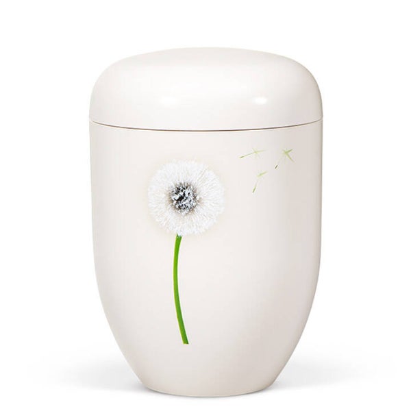 25143 Naturstoffurne, Cremeweiß, Airbrush Pusteblume