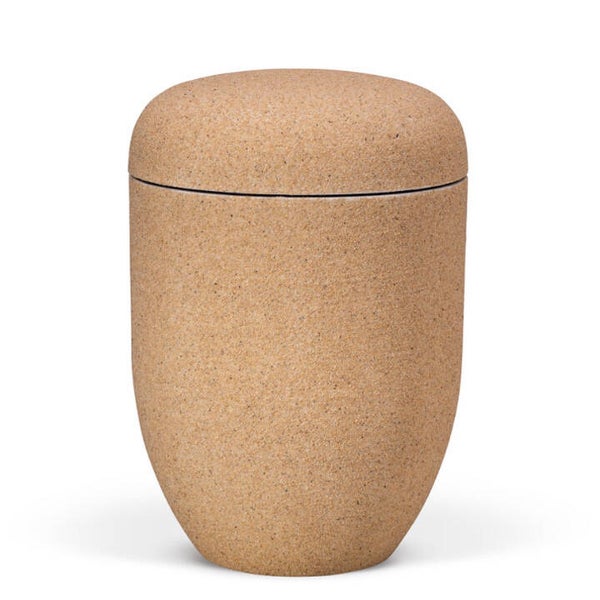 25821 Naturstoffurne, Sandfarbend Sandbeschichtet