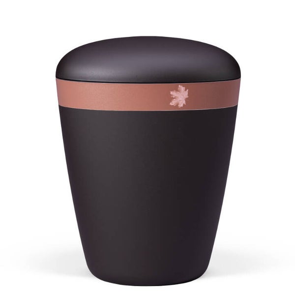 26223 Naturstoffurne, Anthrazit Velours, Dekorband: Braun Ahornblatt