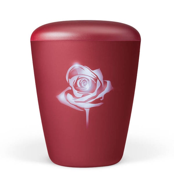 26310 Naturstoffurne, Weinrot Velours, Airbrush: Rose