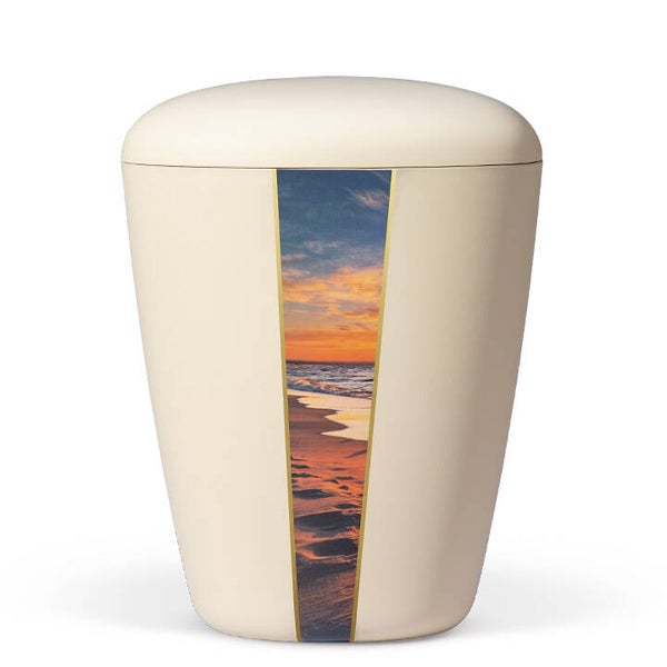 26611VAB Naturstoffurne, Sandbeige, Dekor: "Abendstimmung"