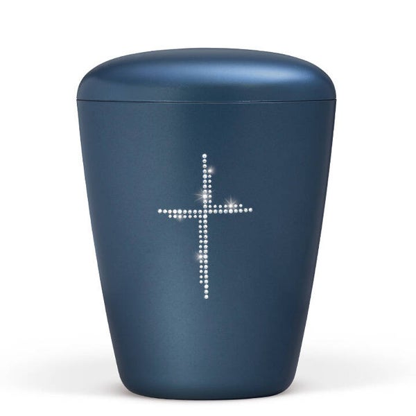 26752 Naturstoffurne, Blau Perlmutt Crystal Elements, Kreuz