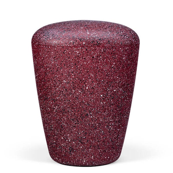 26962 Naturstoffurne, Weinrot Velours, Steinoptik