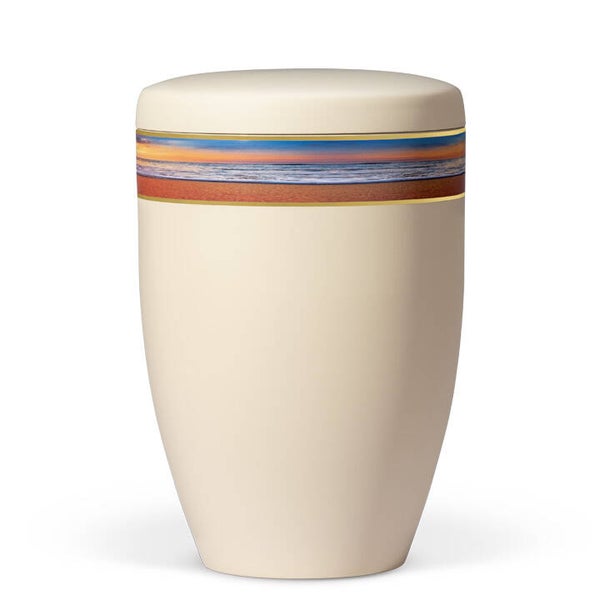 27010 Naturstoffurne, Sandbeige, Dekorband: "Abendstimmung"