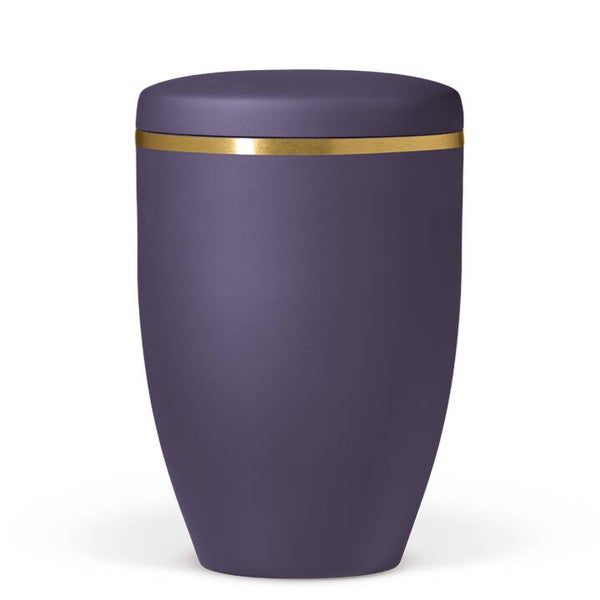 27101 Naturstoffurne, Violett Velours, Goldband gebürstet
