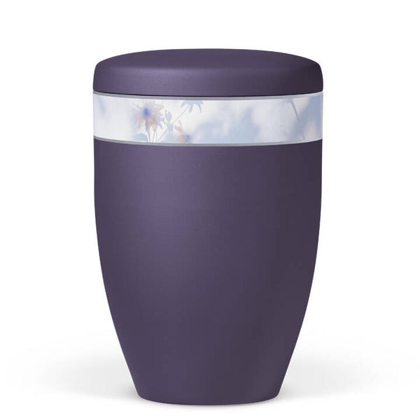 27111 Naturstoffurne, Violett Velours, Dekorband: Floral Farblich