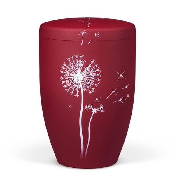 27220 Naturstoffurne, Weinrot Velours, Pusteblume mit Crystal Elements