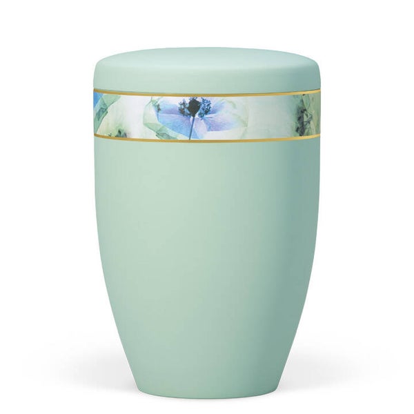 27360 Naturstoffurne, Mintgrün, Dekorband: Floral Farblich