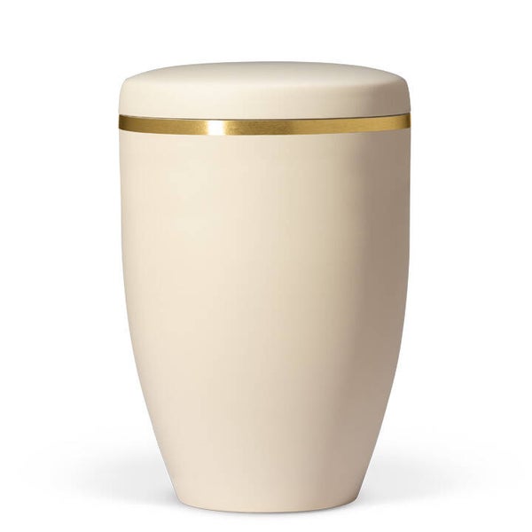 27601 Naturstoffurne, Sandbeige Goldband gebürstet