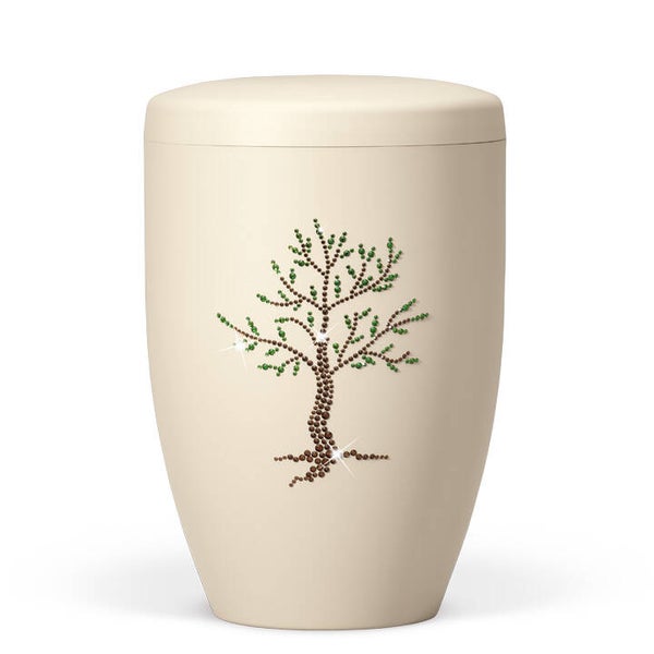 27621 Naturstoffurne, Sandbeige Baum Natur, Crystal Elements