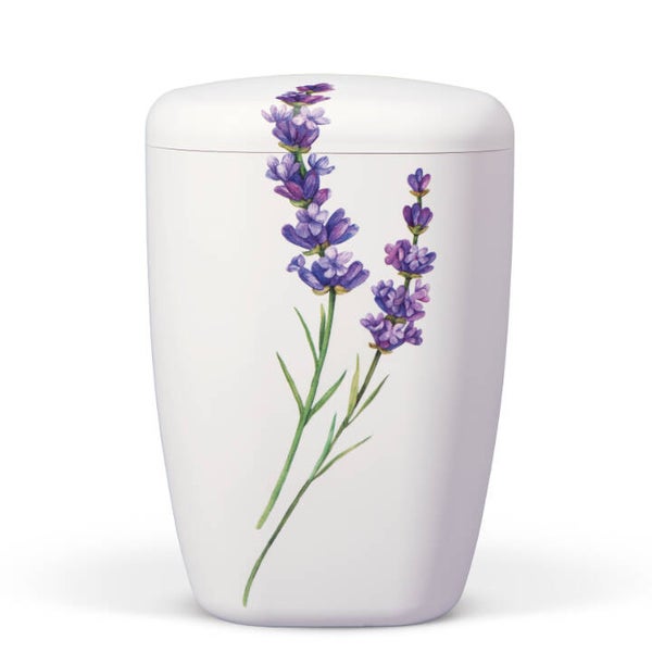 Naturstoffurne Weiß Matt, Dekor: Blumen