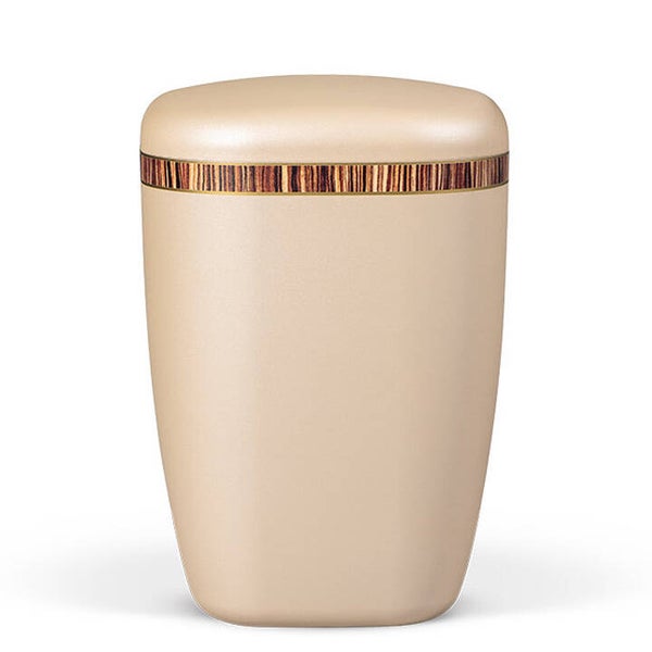 28161 Naturstoffurne, Perlbeige Dekorband Holzoptik - ZEBRANO