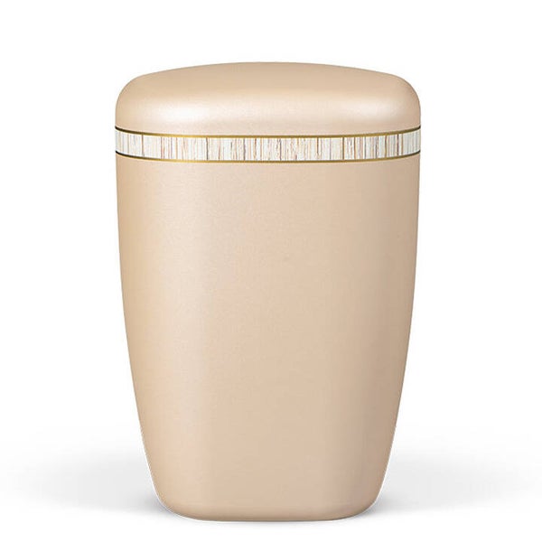 28162 Naturstoffurne, Perlbeige Dekorband "Bambus"