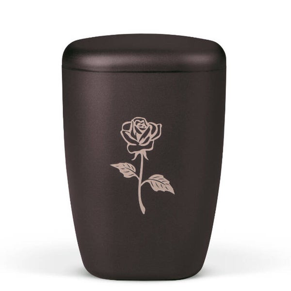 28340 Naturstoffurne, Anthrazit Vel. Lasergravur "Rose"
