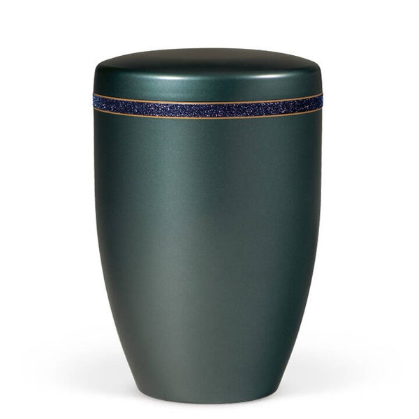 30160 Naturstoffurne, Petrol Dekorband: Schwarz-Glitzerband mit Goldrand