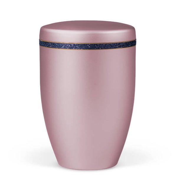 30360 Naturstoffurne, Rosé Dekorband: Schwarz-Glitzerband mit Goldrand