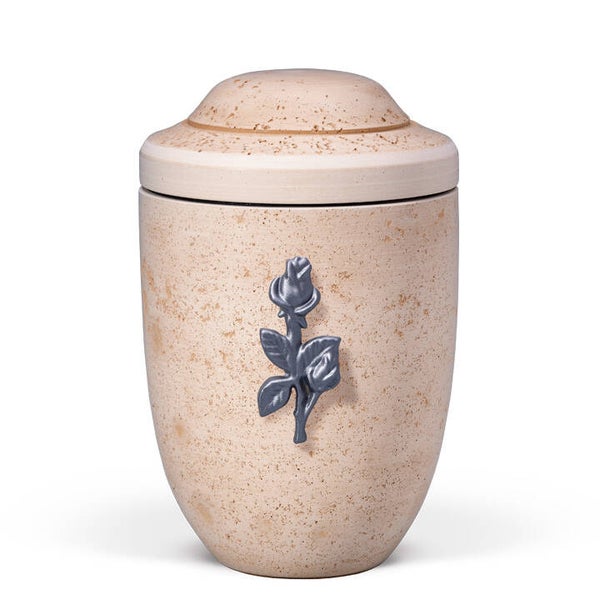 31161 Dujura-Urne aus Kalzium, Steinoptik, Terracotta, Rose aus Naturfasern