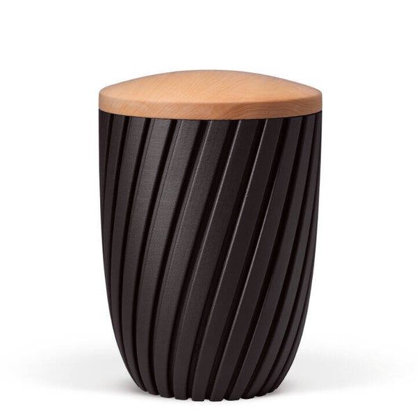 36370 Naturstoffurne, Anthrazit Velours, Holzdeckel Linde, Curwave