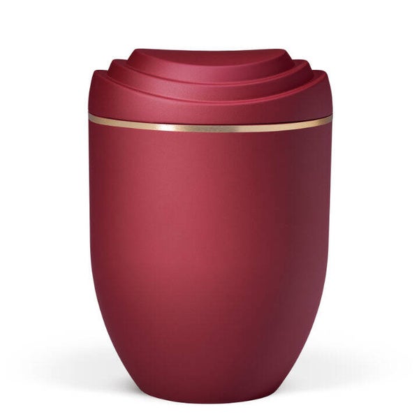 38205 Naturstoffurne, Weinrot Velours, Goldband, Scalerna