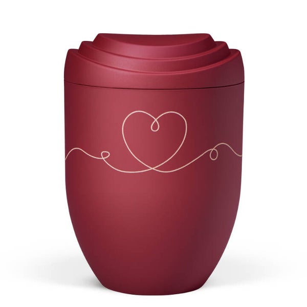38226 Naturstoffurne, Weinrot Velours, Lasergravur OneLine "Herz", Scalerna
