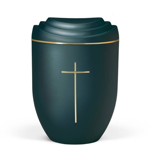 38285 Naturstoffurne, Petrol, Goldband, Stripdome Kreuz Gold, Scalerna