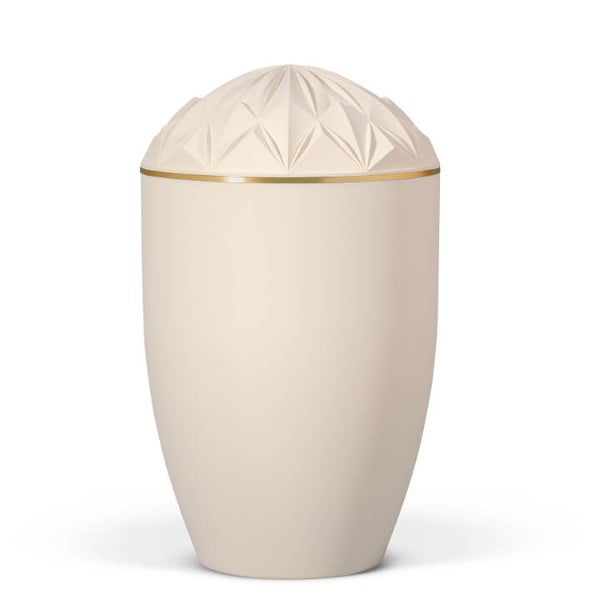 40130 Naturstoffurne, Sandbeige, Goldband, Diamant