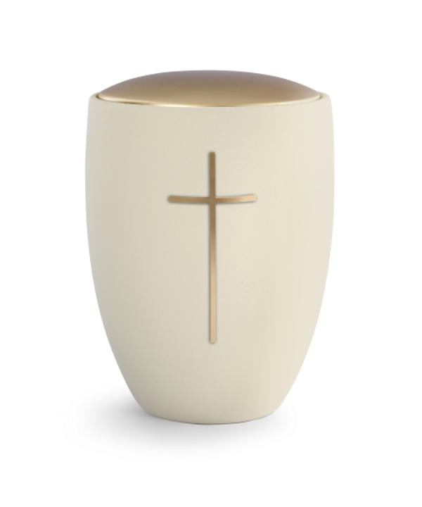 6620 Edition Remember Me, Samton creme, Deckel golden, Messingfarbiges Kreuz, Keramik