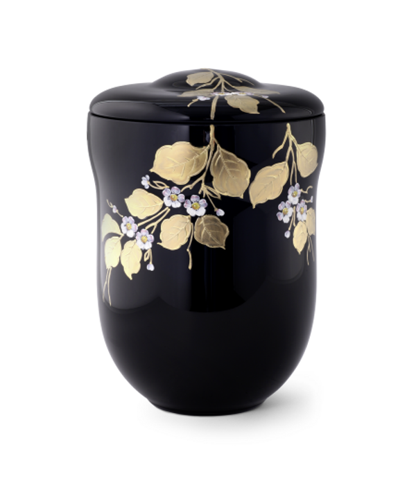 8200 Edition Murano, schwarz, goldener Kirschblützenzweig bemalt, Glas