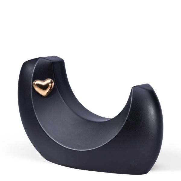 9650HZ-GO Schwarz Matt, Keramikurne, Gold Herz, Arcus (4,0 l)