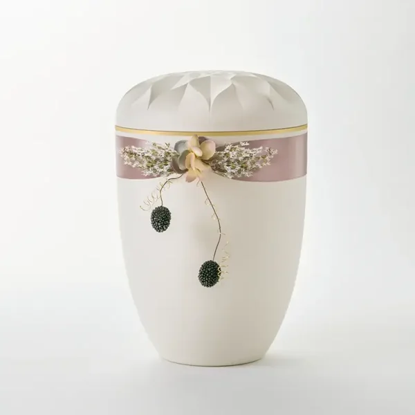 Reliefurne mit Dekor "Satinschmuck mit Beeren"