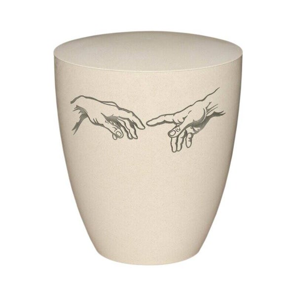 Urne Genesis Gravur Hand to Hand Cremeweiß